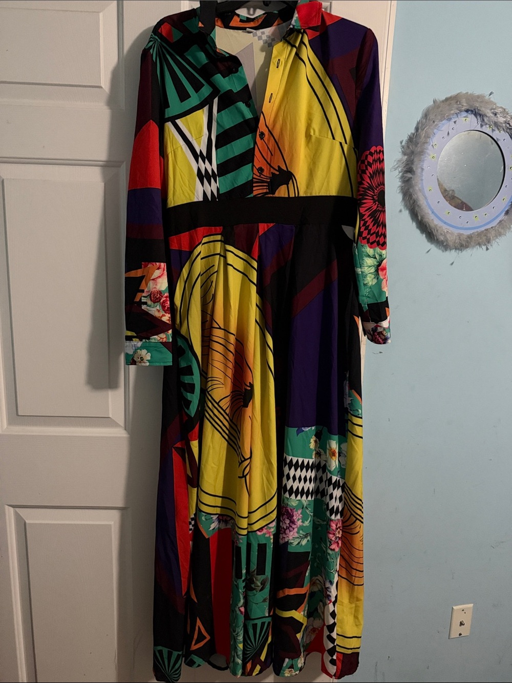 SHEIN Multi-Color Geometric & Floral Maxi Dress